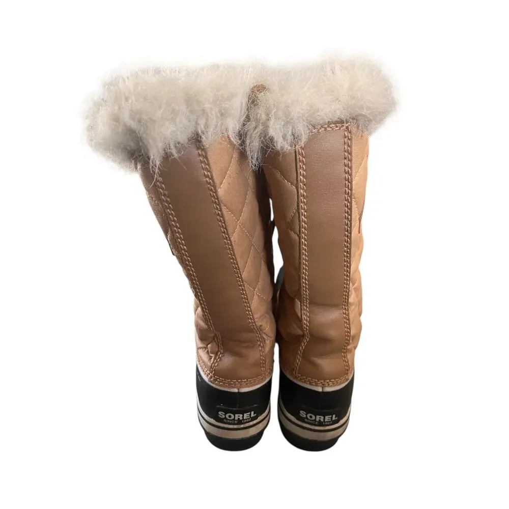 Sorel Womens Fawn Brown Waterproof Insulated Faux Fur Lined Boots Size 8